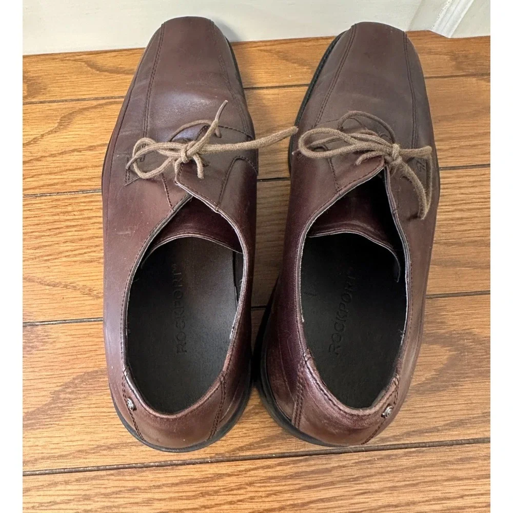 Rockport Shoes‎ Mens Size 9M Brown Leather K70881 Lace Up Square Toe Dressy